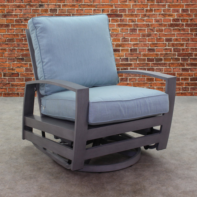 Rosecliff Heights Outdoor Shoaf Gliding Metal Chair with Cushions